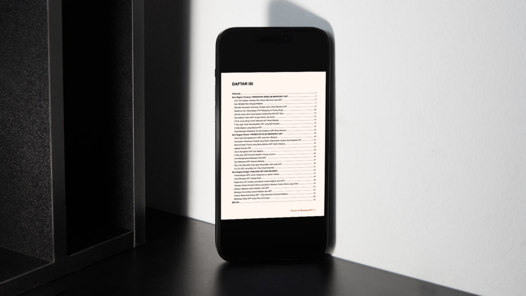 Daftar isi e-book panduan The art of Choosing ART