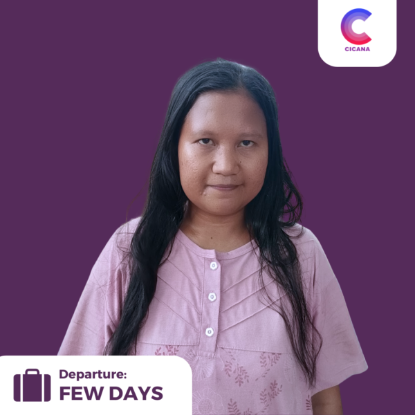 Nurhasanah, 26 Tahun, Asal Tangerang, Beberes masak, Pengalaman 1tahun6bulan, Gaji 2.3jt, Mudik 1 tahun sekali