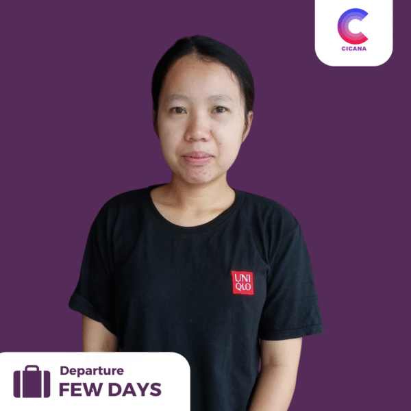 Diana Mardiana, 24 tahun, Asal Pandeglang, Perawat Lansia, Pengalaman 2 tahun 3 bulan, Gaji 3.0jt ( Gaji belum termasuk uang cuti ), Mudik 1 tahun sekali