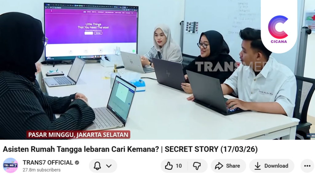 ⁠Cari ART Saat Lebaran? Cicana Tampil di Secret Story TRANS7 sebagai Platform Digital